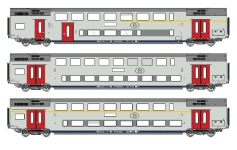 L.S. Models LS43102DC - H0 - 3-tlg. Set Doppelstockwagen M6, SNCB, Ep. V - Set 1